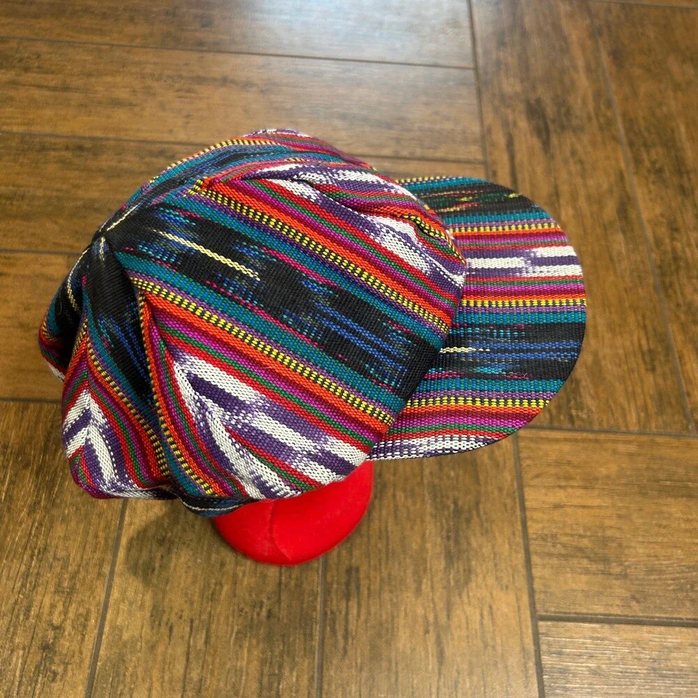 Guatemalan Hand Woven Newsboy Gatsby Rasta Hat Boho Hippie - Picture 6 of 7
